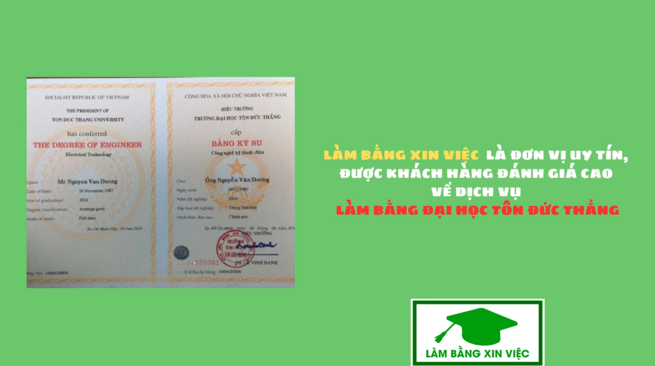 Làm Bằng Đại Học Tôn Đức Thắng Phôi Gốc Từ Trường