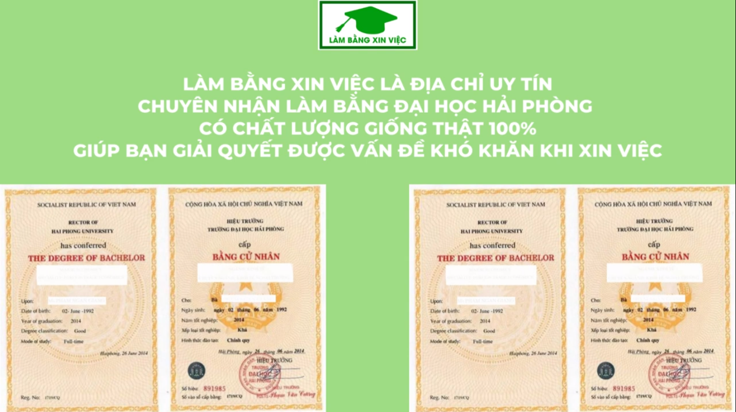 Làm Bằng Đại Học Hải Phòng Phôi Thật Không Cần Thi