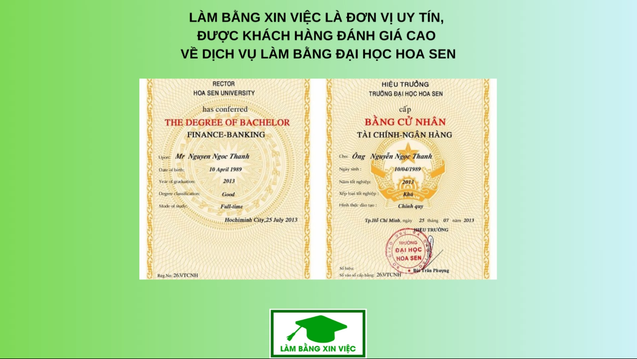 Làm Bằng Đại Học Hoa Sen Chuẩn Bộ Giáo Dục Bao Sử Dụng